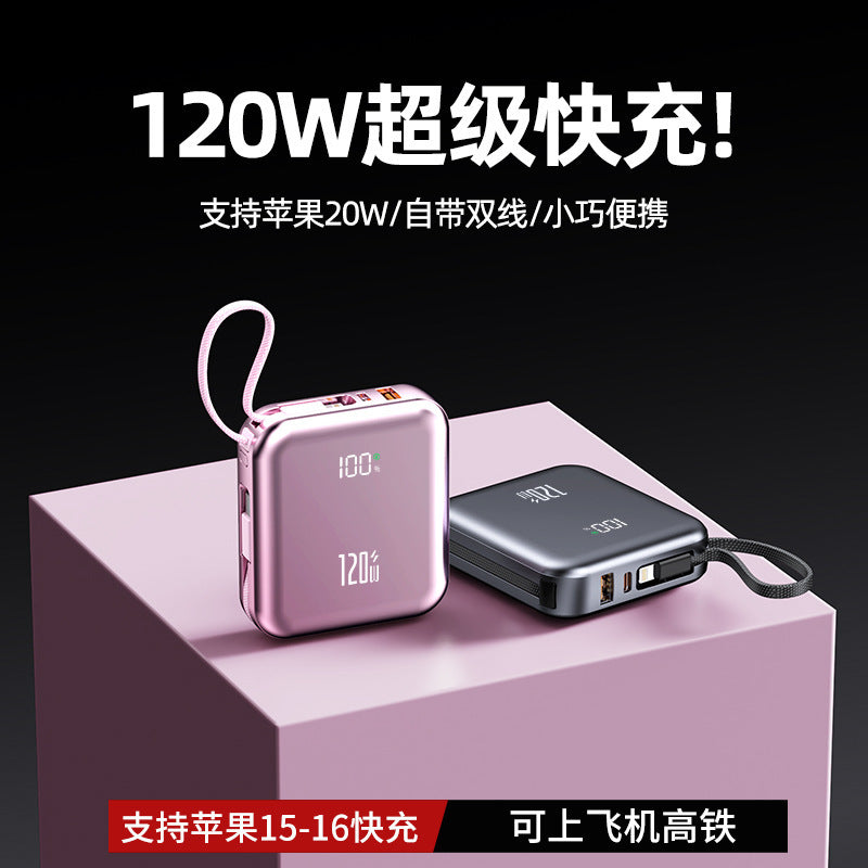 Certified Mini 20000mAh Power Bank with Built-In Cable
