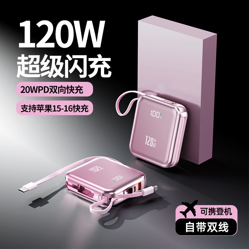 Certified Mini 20000mAh Power Bank with Built-In Cable