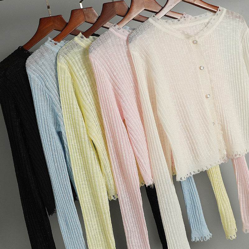 Powder Women’s Raw Edge Ice Silk Knit Sun Protection Cardigan