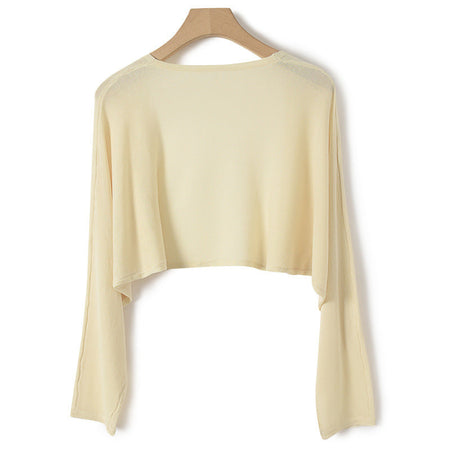 White Women’s Ice Silk Sun Protection Short Shawl Cardigan Jacket