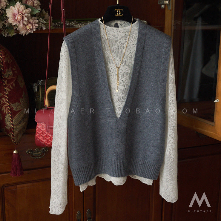 Women’s Loose Fit Knitted Vest Pullover Waistcoat Top