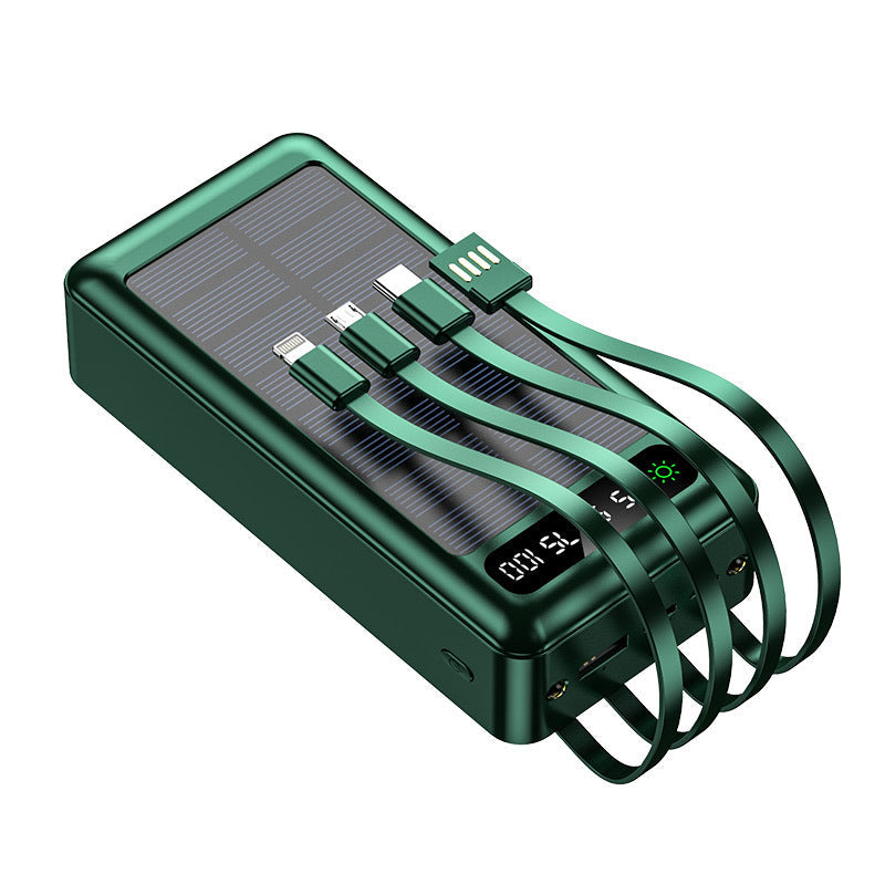 High-Capacity 50000mAh Solar Power Bank with Built-In Cables