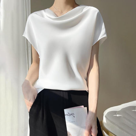 Pea Green Women’s Pile Collar Slim Fit Short Sleeve Camisole Top