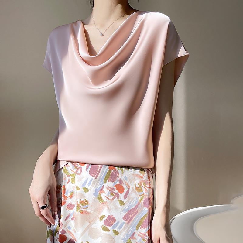Women’s Pile Collar Slim Fit Short Sleeve Camisole Top
