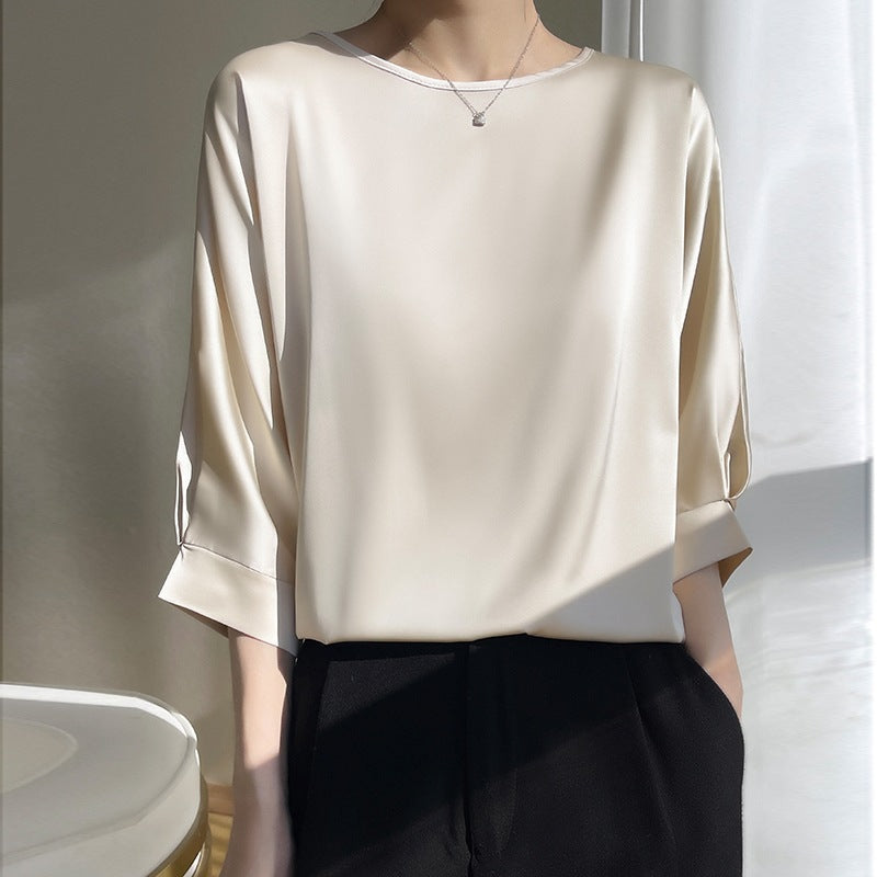 Women’s Ice Silk Loose Fit Three Quarter Sleeve T-Shirt Top