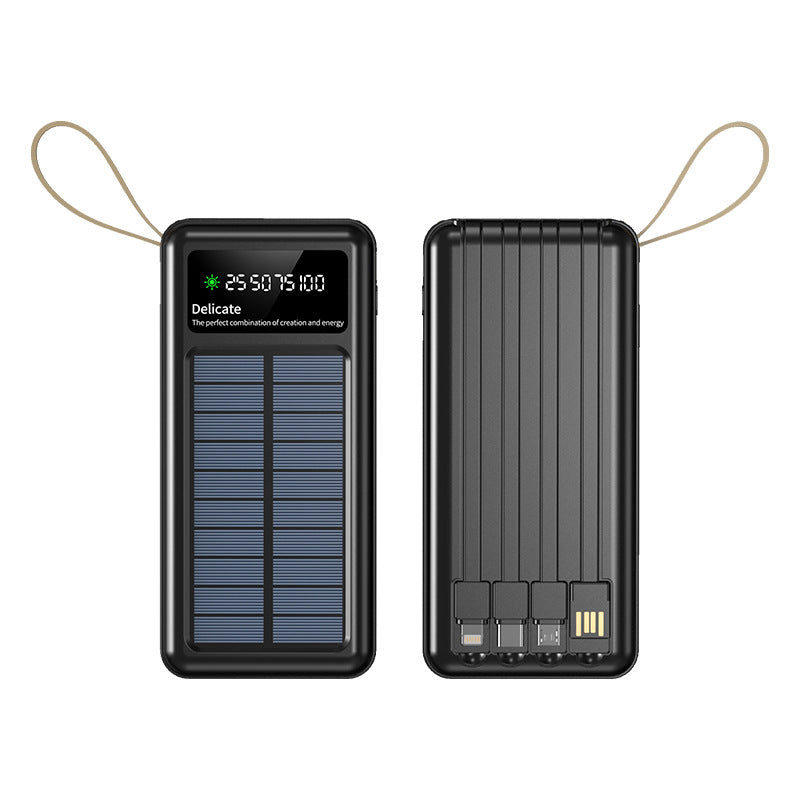 Premium 20000mAh Solar Power Bank with Detachable Four-Cable