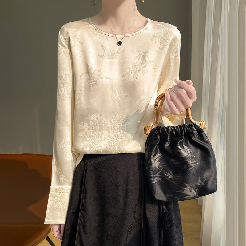 Women’s White Spliced Loose Fit Long Sleeve Layering T-Shirt Top