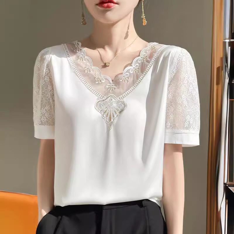 Women’s Black & White Versatile Suit Style Bottoming Top Shirt