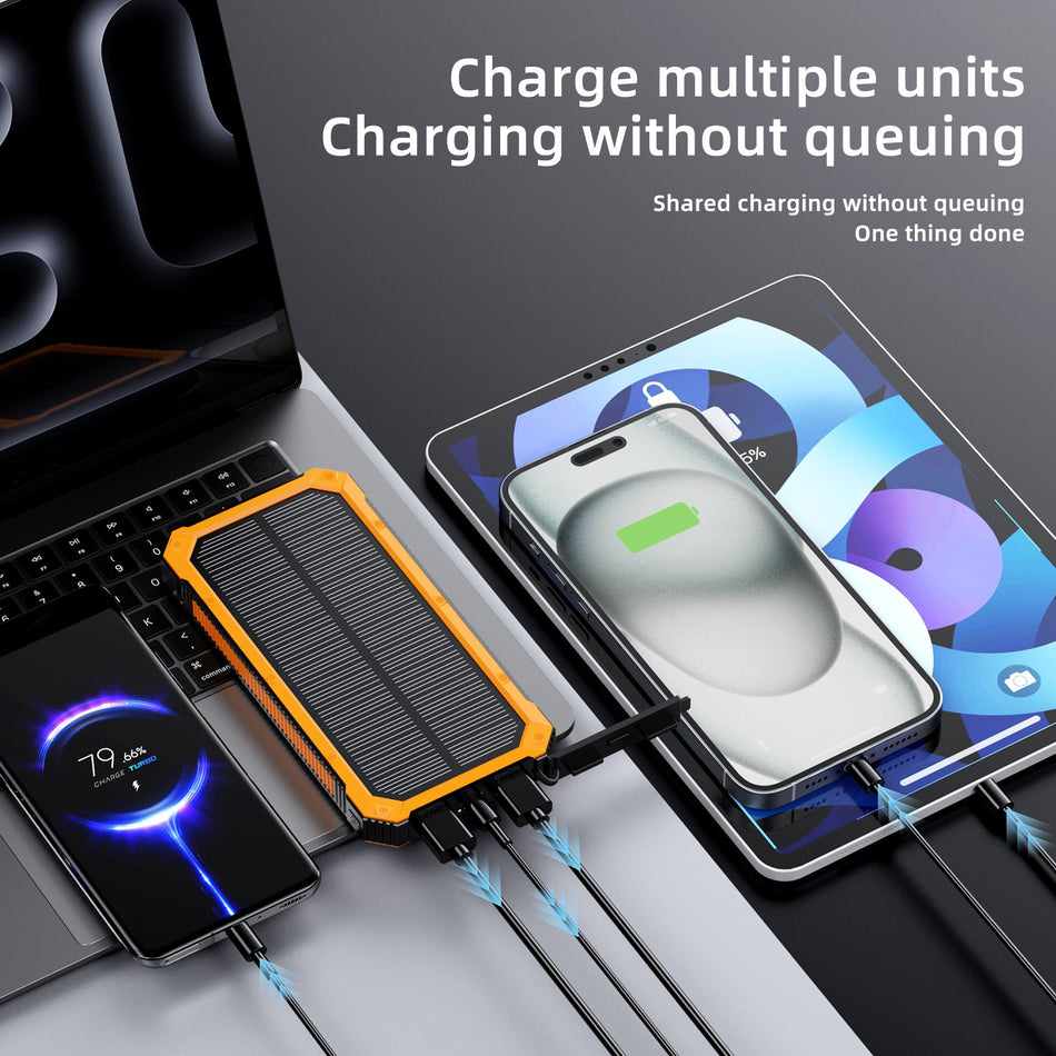 Premium Outdoor Waterproof 10000mAh Solar Power Bank with LED