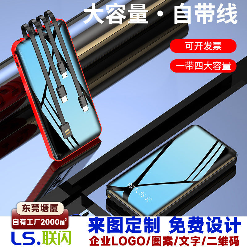 Premium 20000mAh Fast Charging Power Bank with Integrated Cables