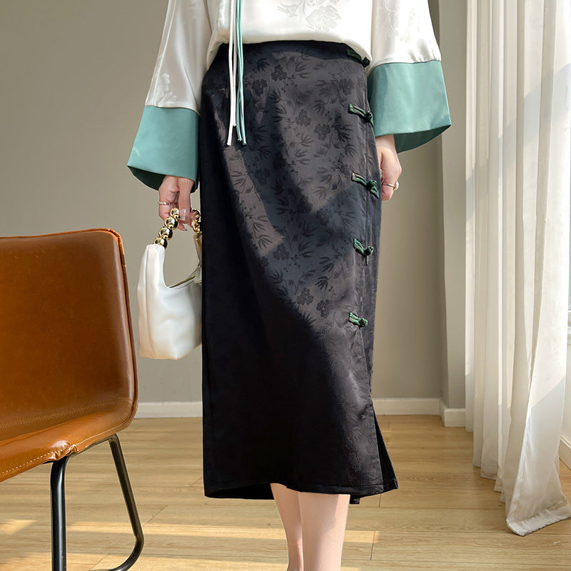Women’s Summer Solid Color Skirt Lightweight Casual Midi Skirt