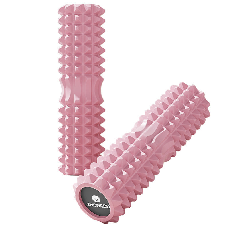 EVA solid foam crescent mace massage roller and yoga column in pink