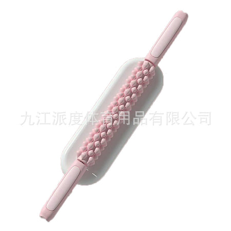 Pink wolf-tooth muscle massage roller for deep-tissue leg relaxation