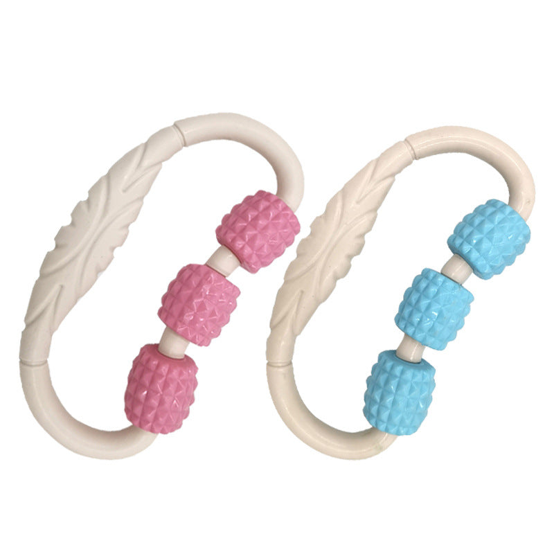 Premium handheld three-wheel clamping muscle massage roller and yoga ring