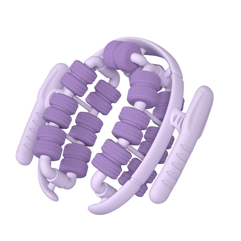 Pink 28-wheel clamping calf massager and leg sculpting yoga roller