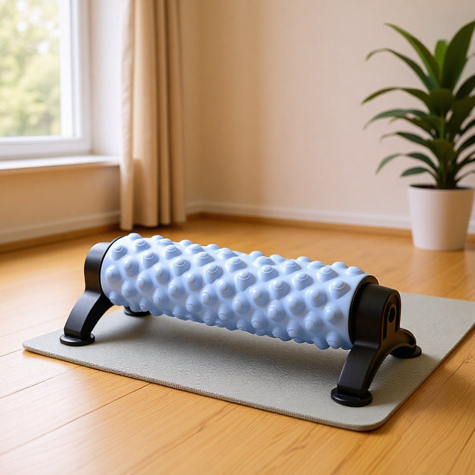45cm light blue wolf-tooth foam roller with heavy-duty stability stand