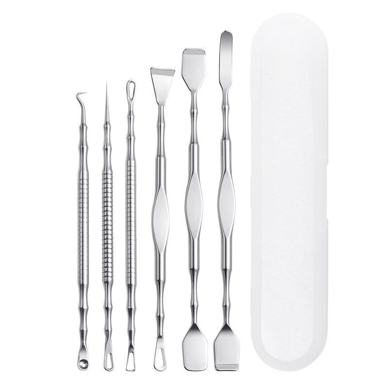 Stainless steel double-ended pimple and blackhead extractor tool set