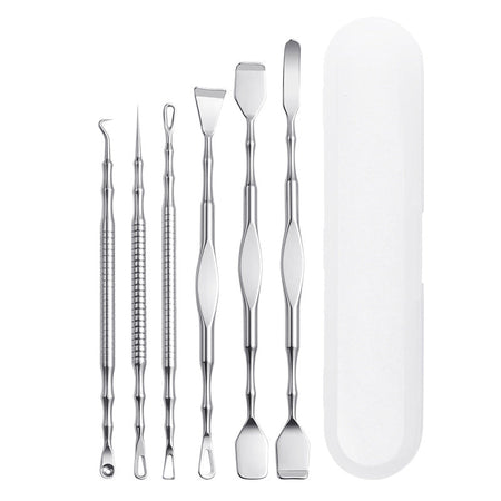 Stainless steel double-ended pimple and blackhead extractor tool set