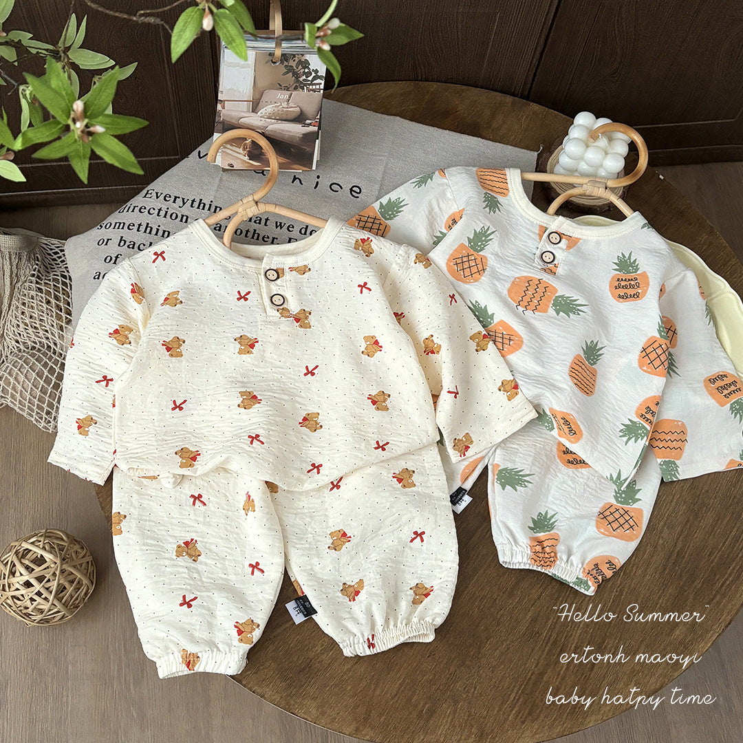 Kids Cloud Cotton Printed Pajama Set Boys & Girls Two-Piece Homewear