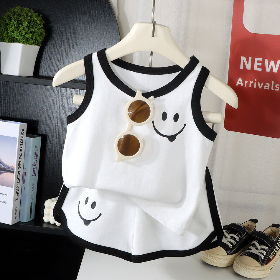 Kids Pure Cotton Vest Set Cartoon Pajama Homewear Two-Piece