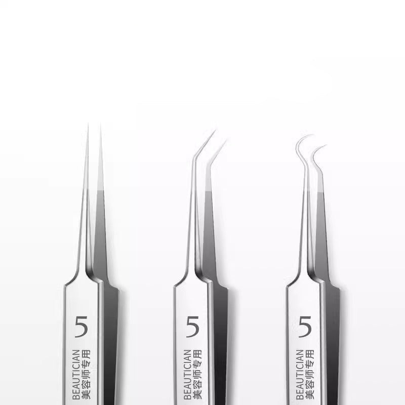 Premium stainless steel blackhead removal and acne extractor set with case
