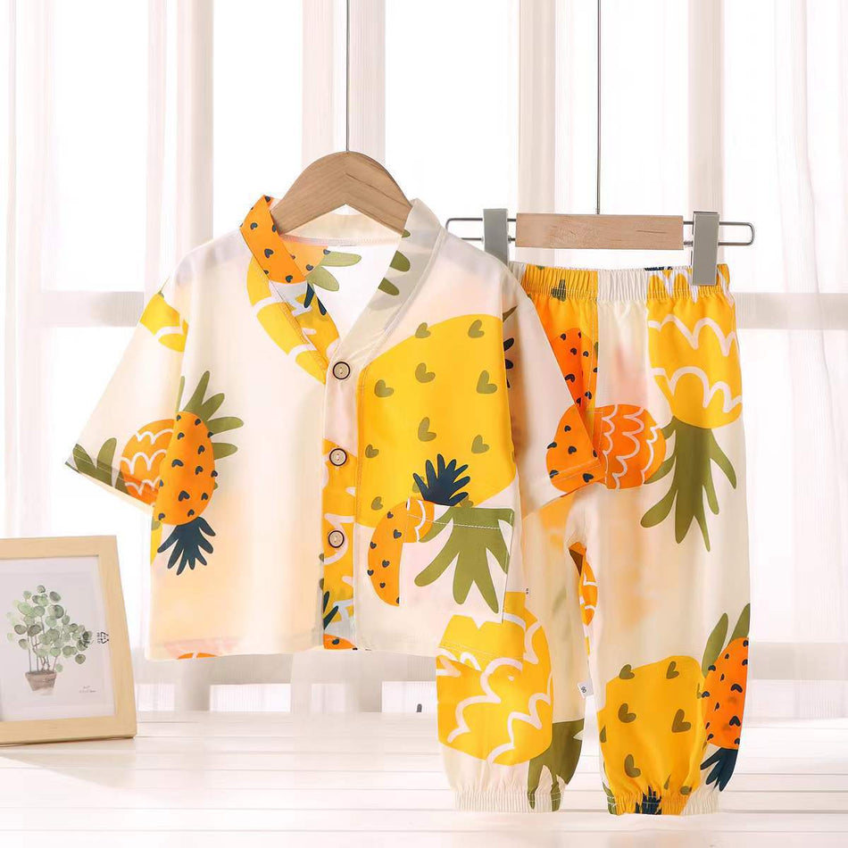 Kids Cotton Silk Homewear Set Summer Air-Conditioned Pajamas
