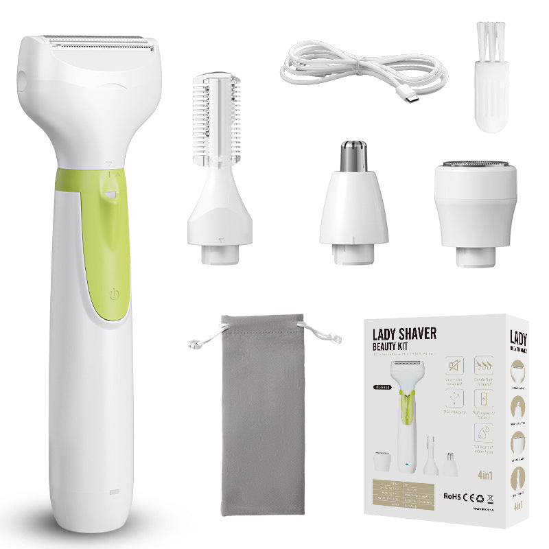 Women's white 4-in-1 multifunctional fully washable electric shaver