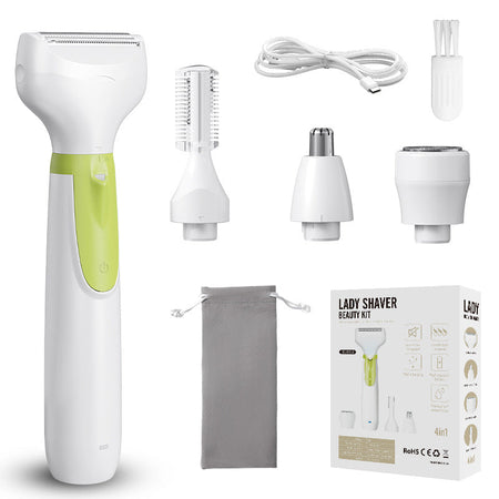 Women's white 4-in-1 multifunctional fully washable electric shaver