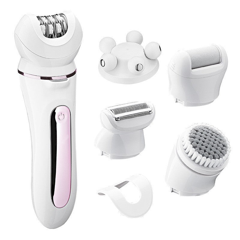 Women's pink 5-in-1 electric shaver and epilator multifunctional set