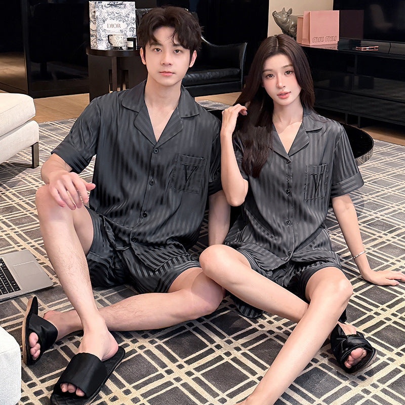 Premium New-Generation Ice Silk Couple's Short-Sleeve Loungewear