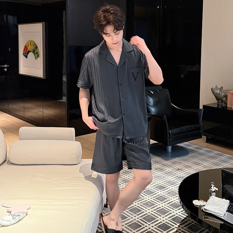 Premium New-Generation Ice Silk Couple's Short-Sleeve Loungewear