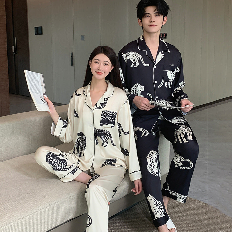 Premium "Tiger & Leopard Shadow" Couple's Ice Silk Loungewear
