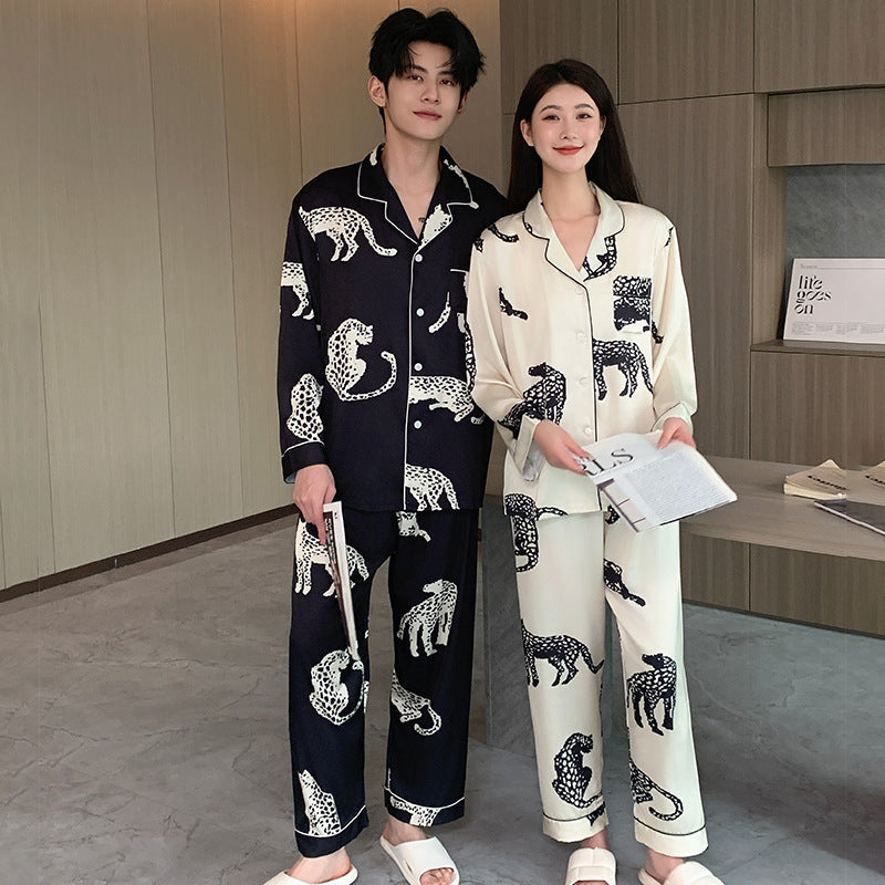 Premium "Tiger & Leopard Shadow" Couple's Ice Silk Loungewear