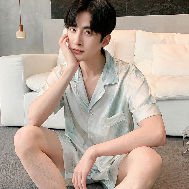 Men's Premium Summer Satin Ice Silk Loungewear Suit