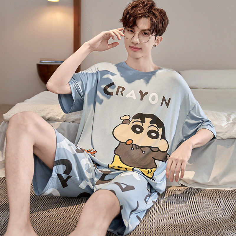 Youth Premium Modal Ice Silk Short-Sleeve Summer Loungewear Set