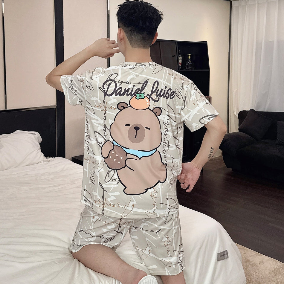 Youth Premium Cool Cotton & Ice Silk Cartoon Loungewear Suit