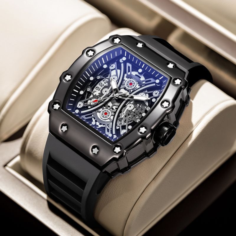 Men's Precision Quartz "Mechanical-Style" Calendar Watch – side view