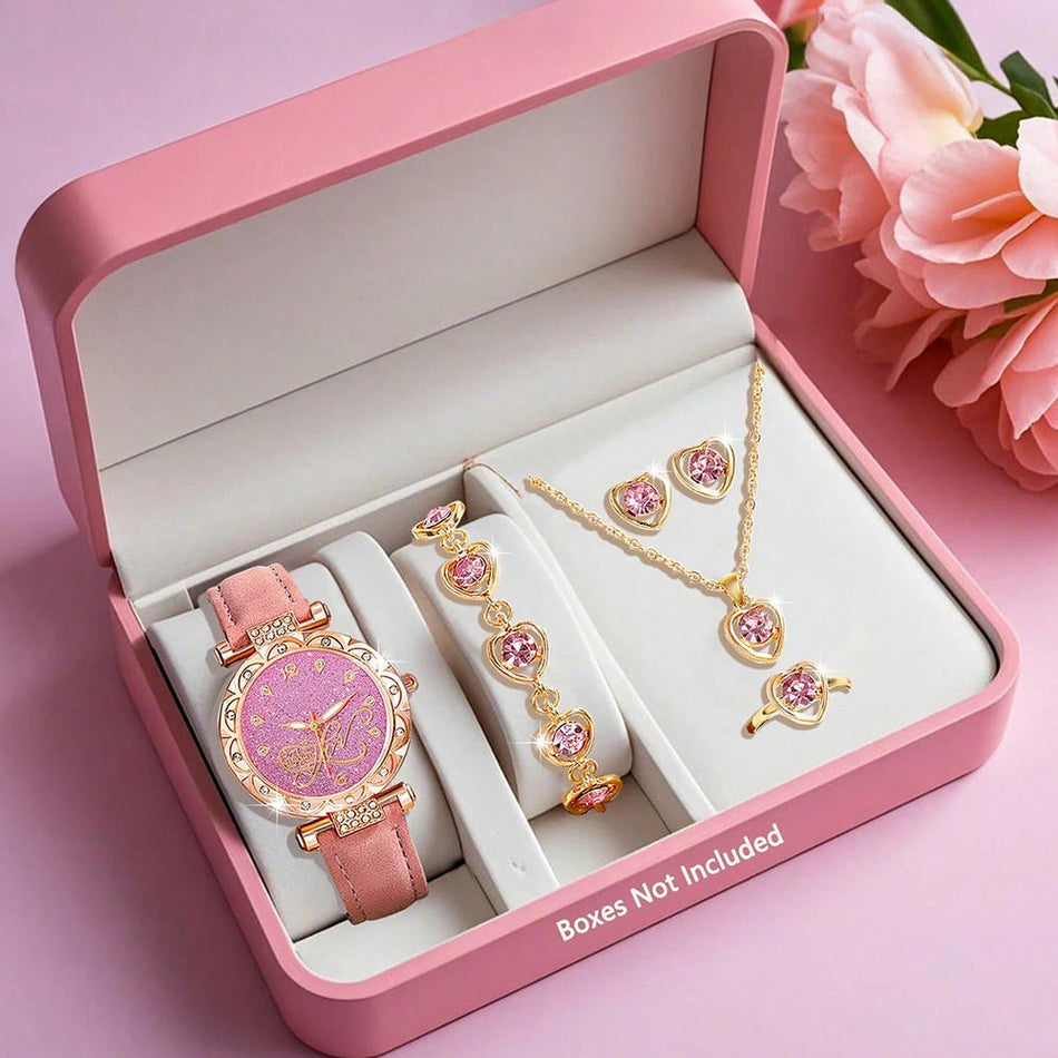 Women's Premium Light Luxury Diamond Dial Watch & Bracelet Set