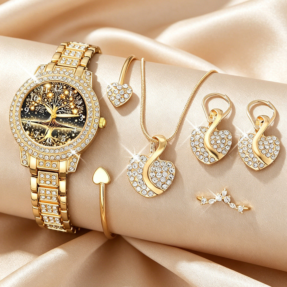 Women's Premium Cornucopia Diamond Tree of Life Watch & Jewelry Set