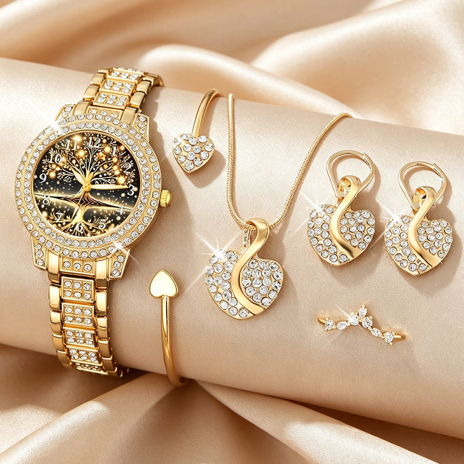 Women's Premium Cornucopia Diamond Tree of Life Watch & Jewelry Set