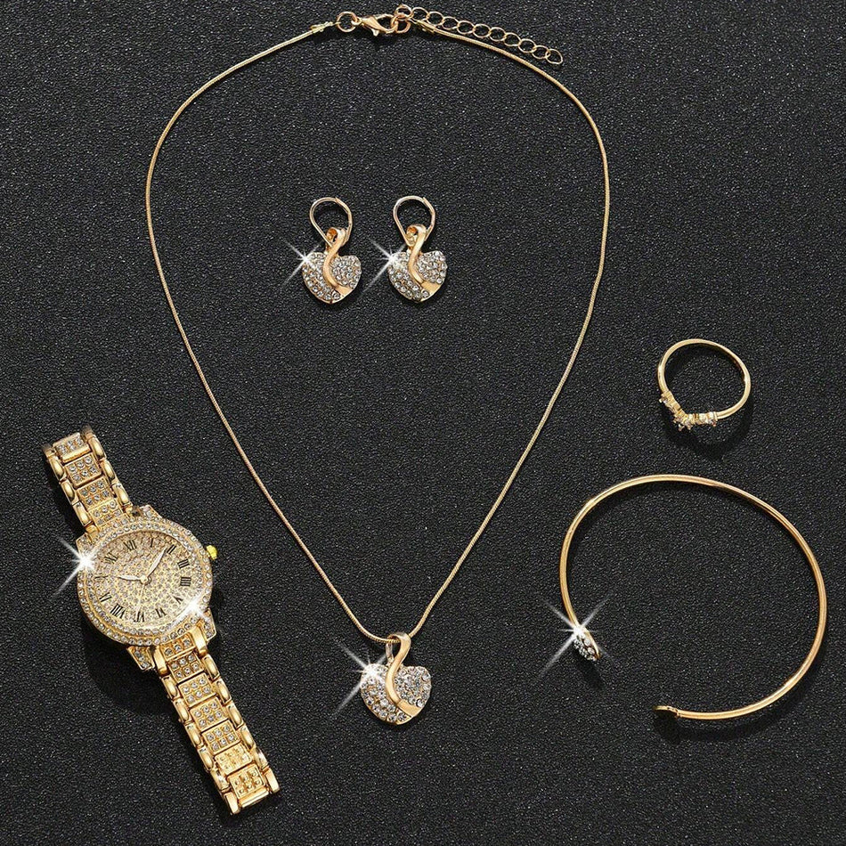 Women's Premium Cornucopia Diamond-Encrusted Roman Quartz Watch &