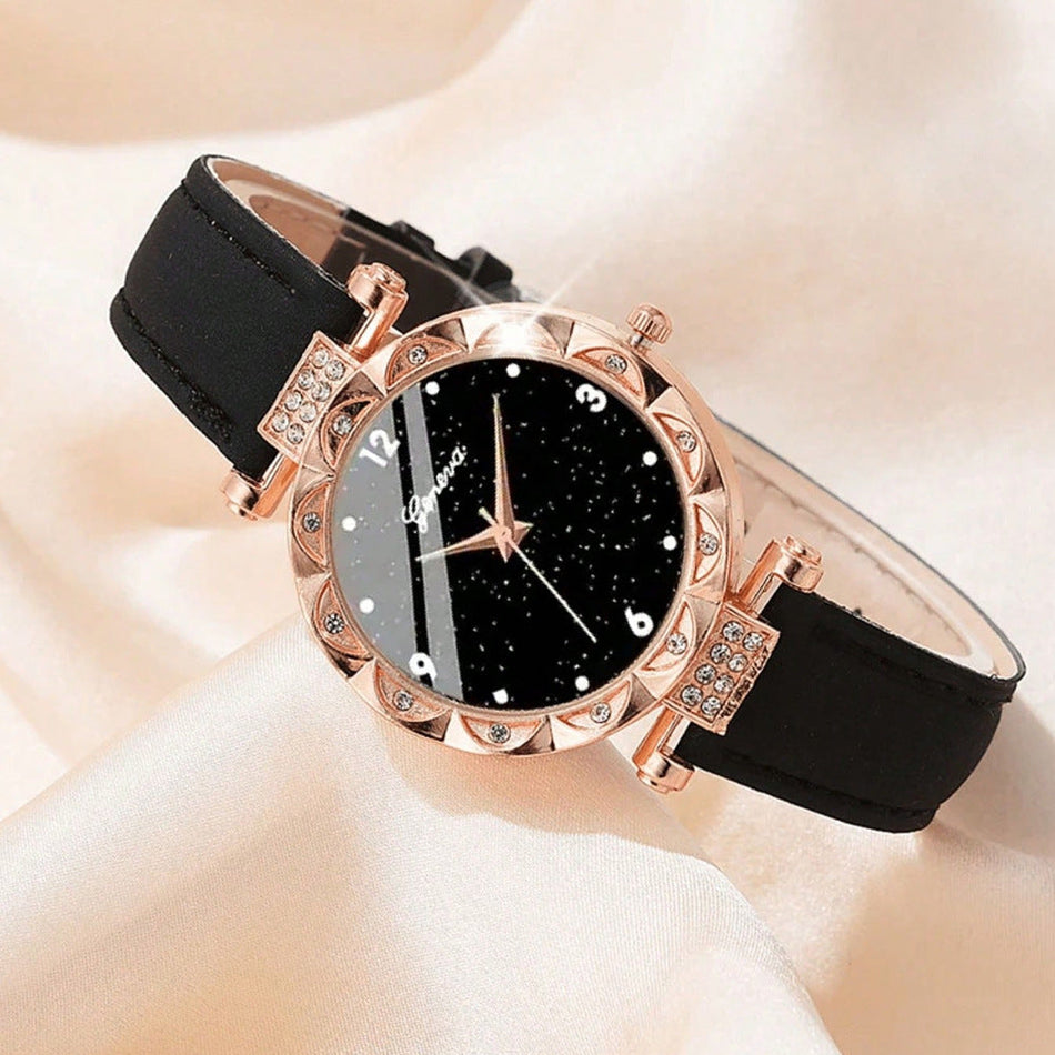 Women's Premium Accessible Luxury Diamond Dial Watch & Bracelet
