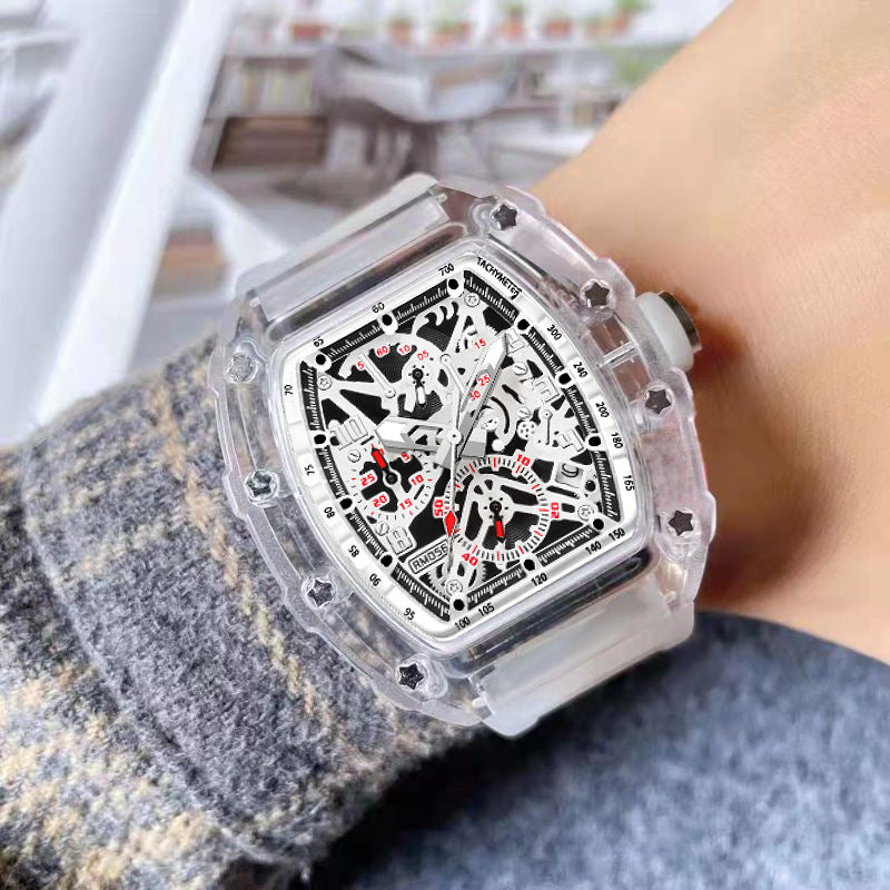 ZIDO Men's Premium Barrel-Shaped Hollow Automatic Quartz Watch
