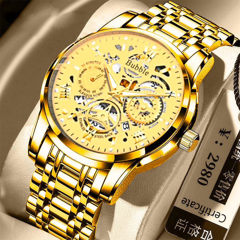 Bubble Brand Men's Premium Light Luxury Hollow Roman Automatic