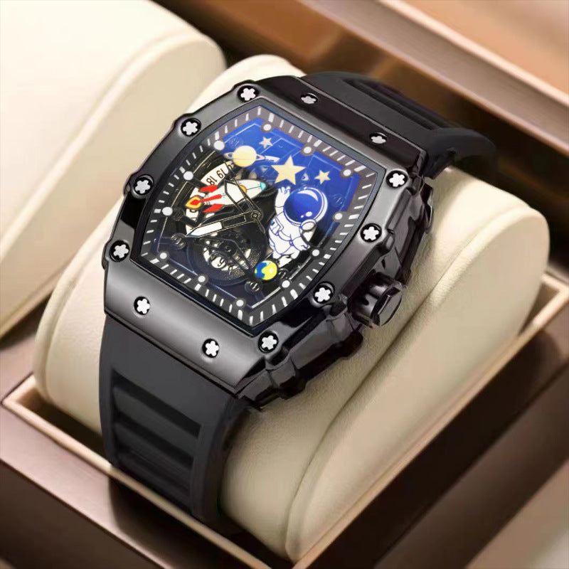 Men's Premium Barrel-Shaped "Spaceman" Hollow Automatic Quartz