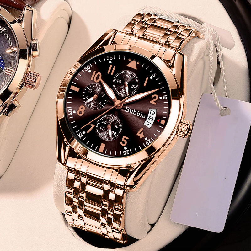 Bubble Brand Men's Premium Light Luxury Large Dial Dual-Calendar