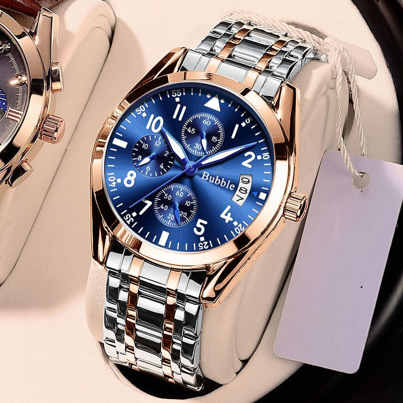 Bubble Brand Men's Premium Light Luxury Large Dial Dual-Calendar