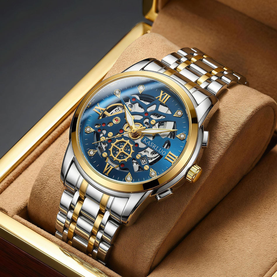 Casaero Men's Premium Retro Hollow Imitation Mechanical Quartz