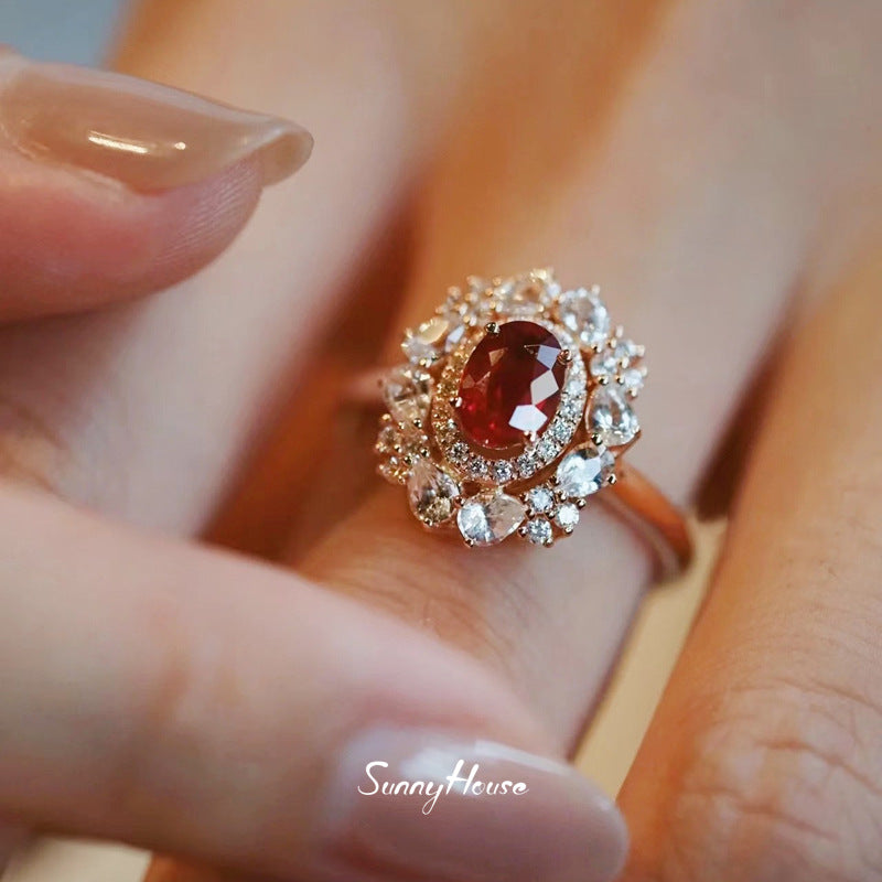 Premium Vintage French Hollow Ruby Open Ring
