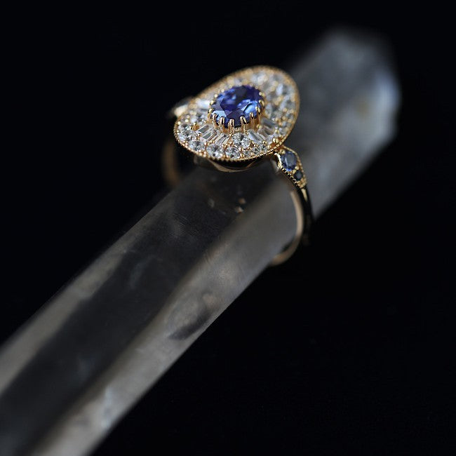 Zurich Blue Zircon Velvet Waves Statement Ring